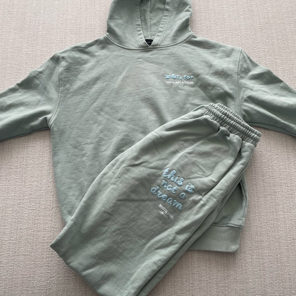 White Fox This Is Not A Dream Green Hoodie and Sweatpants Set